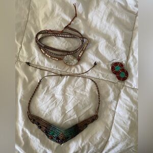 Bohemian Beaded Necklace, Earring and Bracelet set